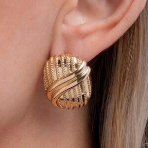 Official Overlay Gold Earrings Studs